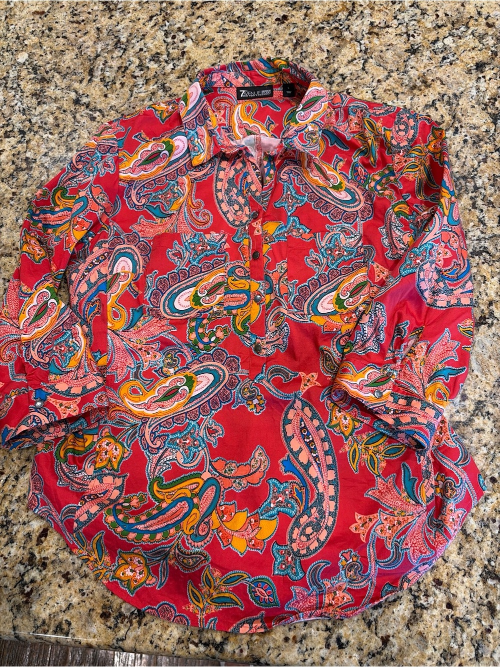 7th Avenue Design Studio Red Multicolor Paisley Button-Down Shirt